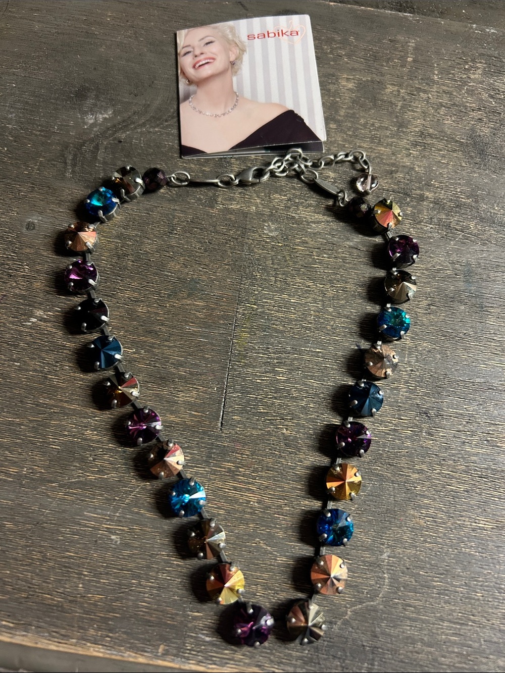 Sabika Manhattan choker necklace featuring multi-colored Austrian crystals